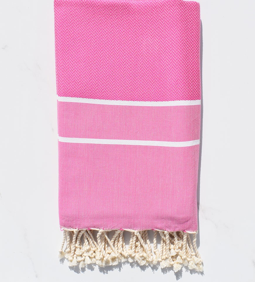 Fouta chevron rose bonbon 