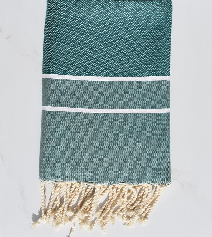 Fouta chevron vert gazon 