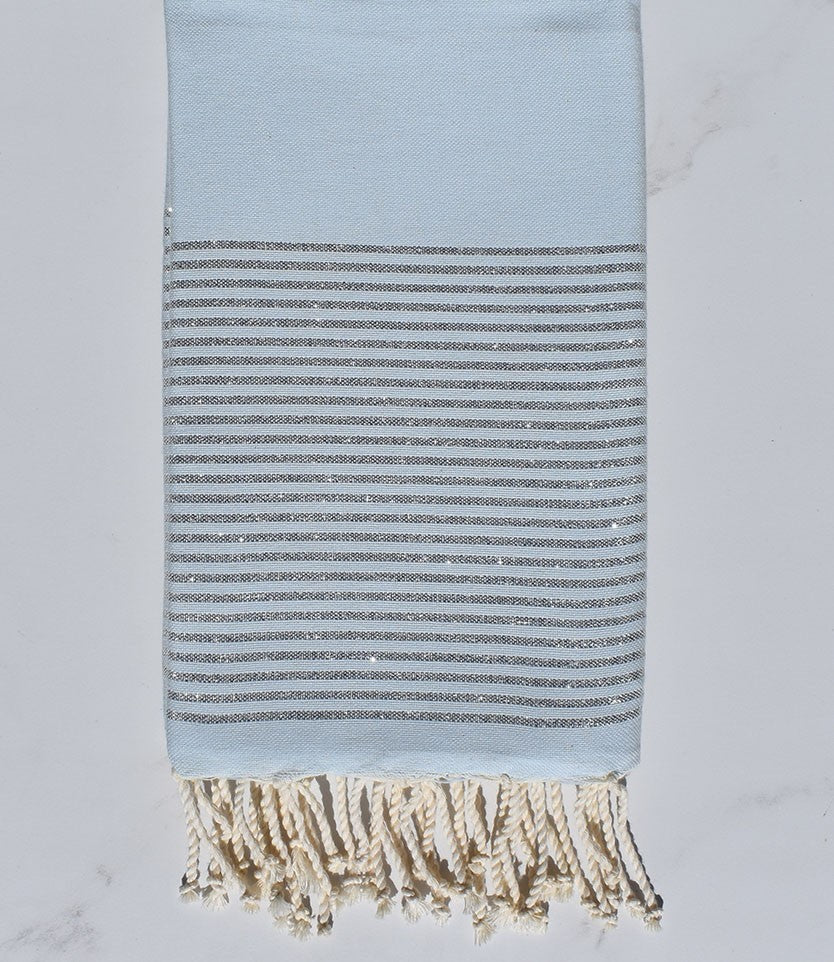 FOUTA Lurex plate bleu azurin 