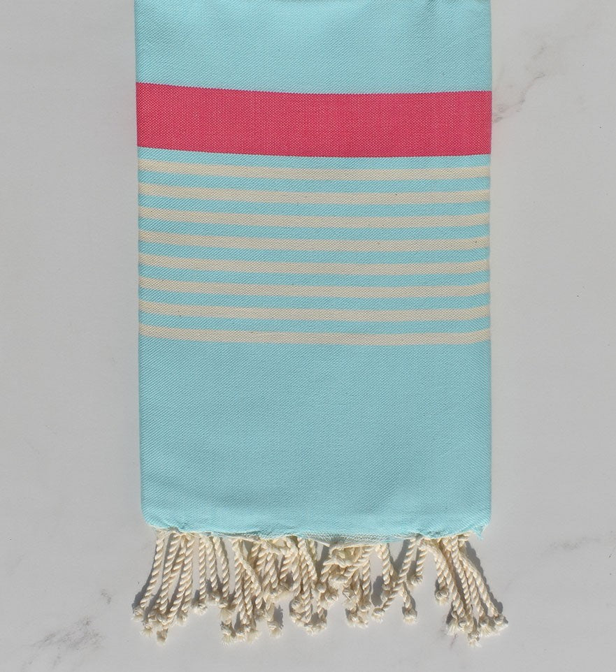 Fouta artur bleu azurin et rose 