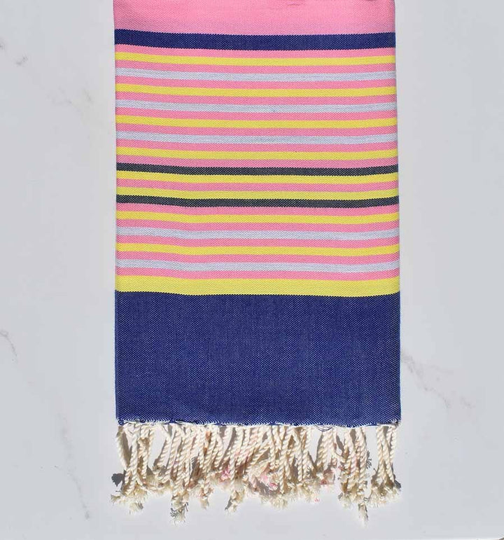 Fouta 5 couleurs rose, bleu denim, jaune, gris clair et anthracite 