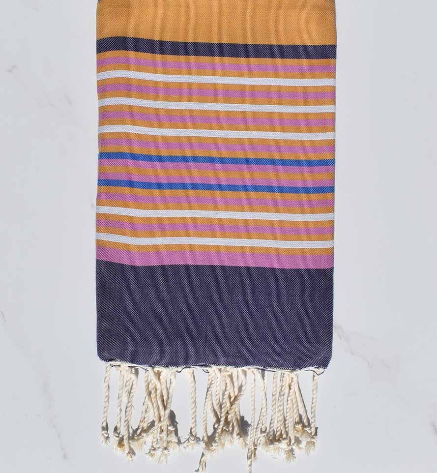 Fouta 5 couleurs alezan, violet d'évèque, orchidée, gris clair et bleu 