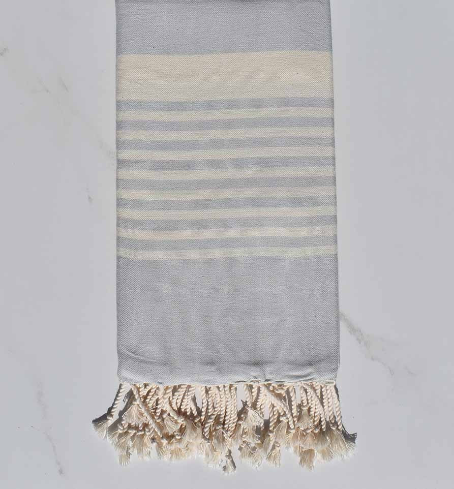 Fouta arthur bleu pale rayée blanc 
