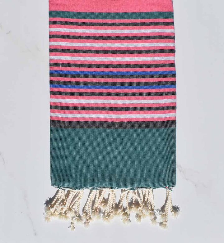 Fouta Plate vert avec rayures 