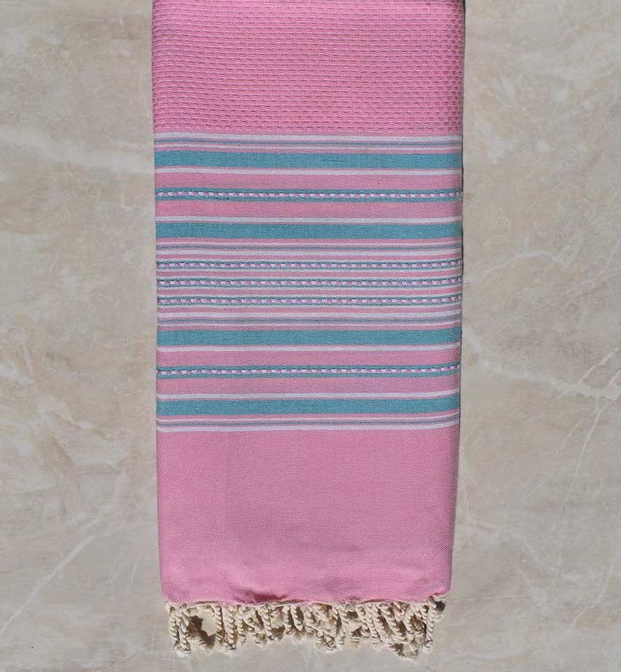 Jeté arabesque rose clair avec rayures 