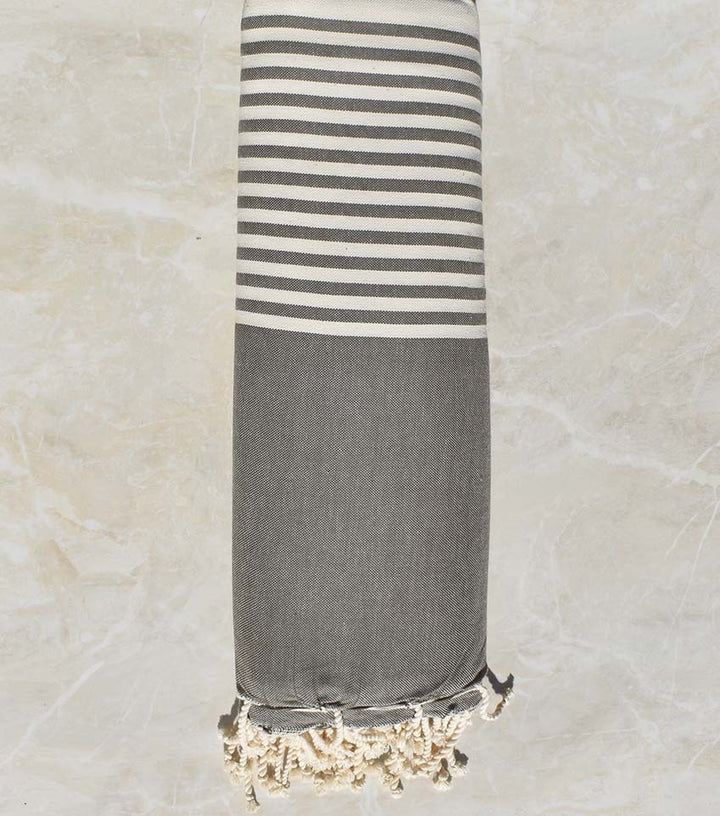 Jeté de canapé 4 franges couleur sépia et blanc crème 2.2m*2.8m 