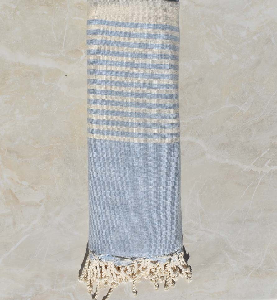 Jeté de canapé 4 franges marron taupe et blanc crème 