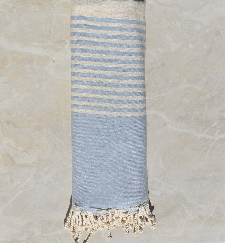 Jeté de canapé 4 franges marron taupe et blanc crème 