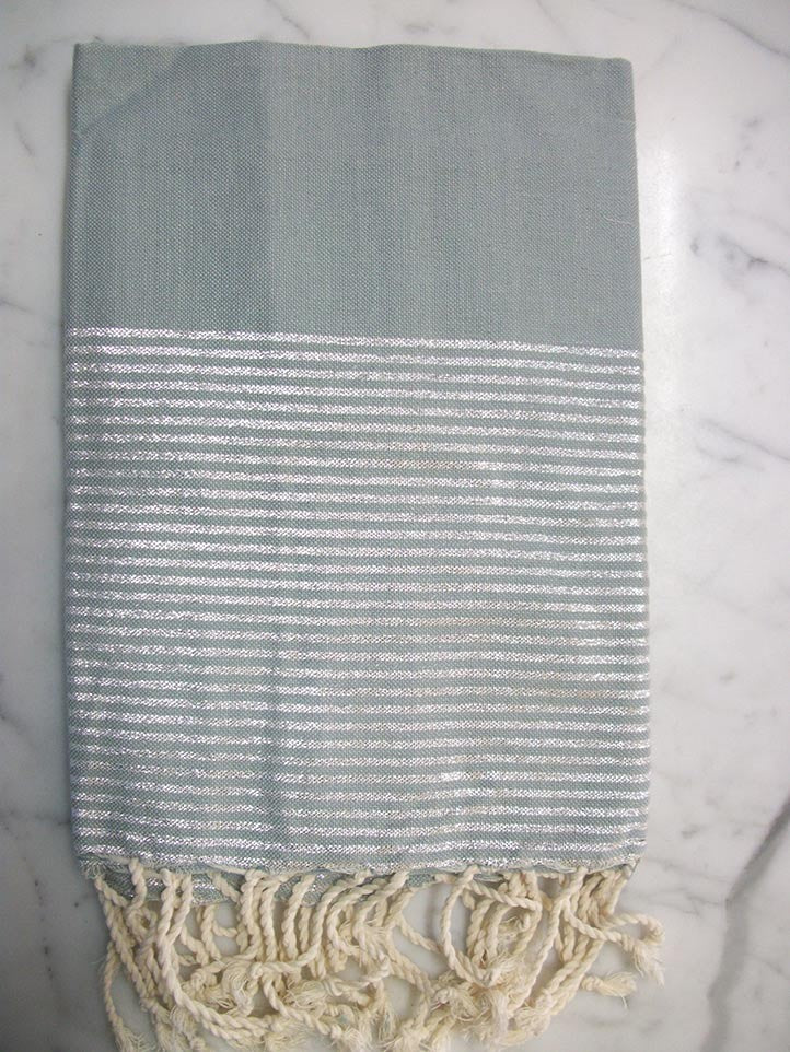 FOUTA Lurex PLATE vert d'eau 