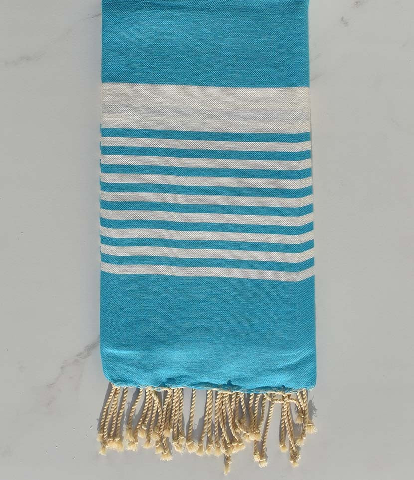 Fouta arthur bleu azur avec rayures 