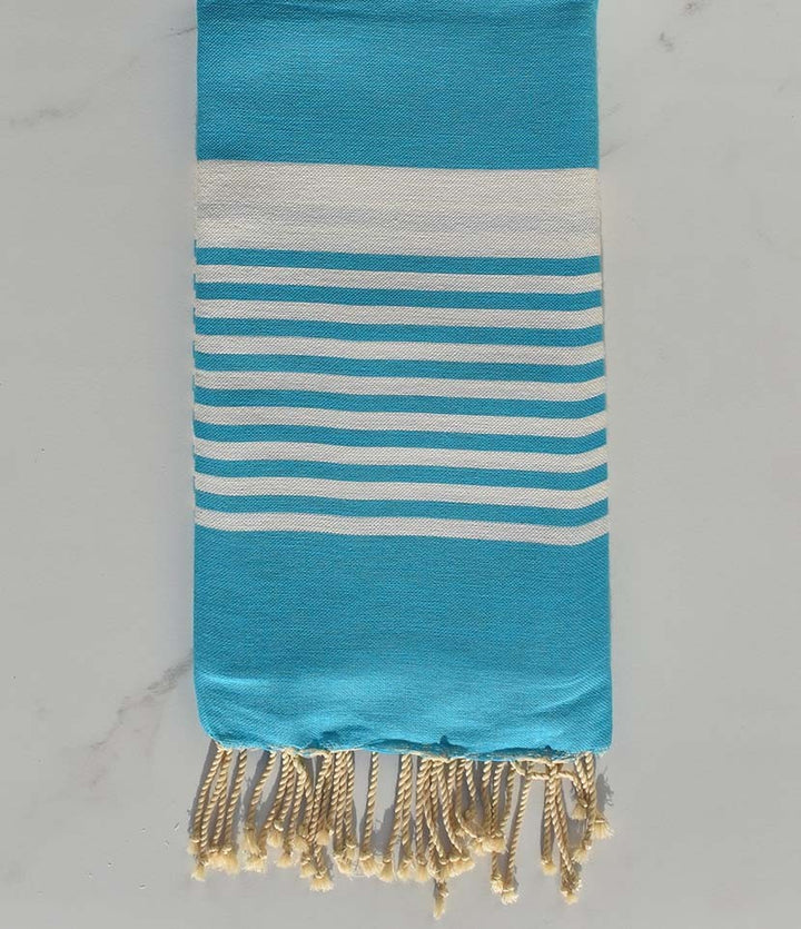 Fouta arthur bleu azur avec rayures 