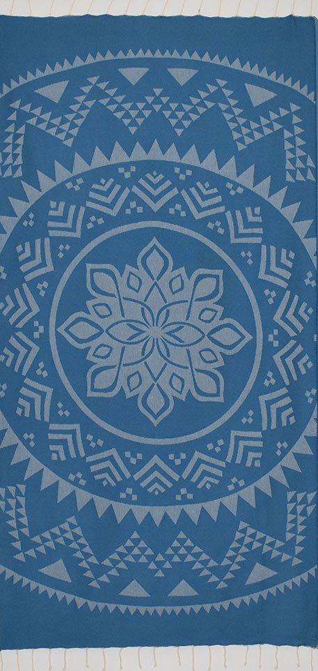 Fouta bohémian bleu canard 