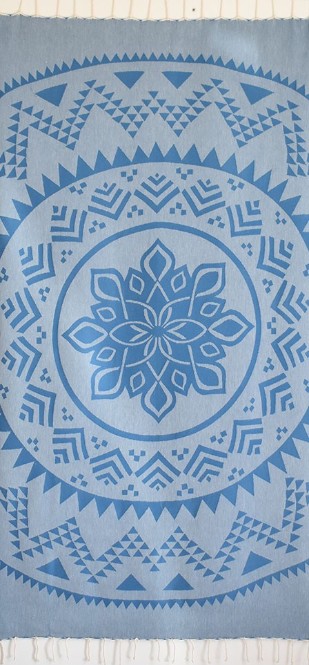 Fouta bohémian bleu canard 