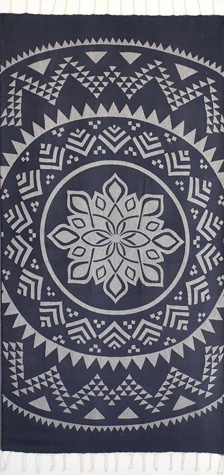 Fouta bohémian bleu de minuit 