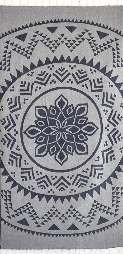 Fouta bohémian bleu de minuit 