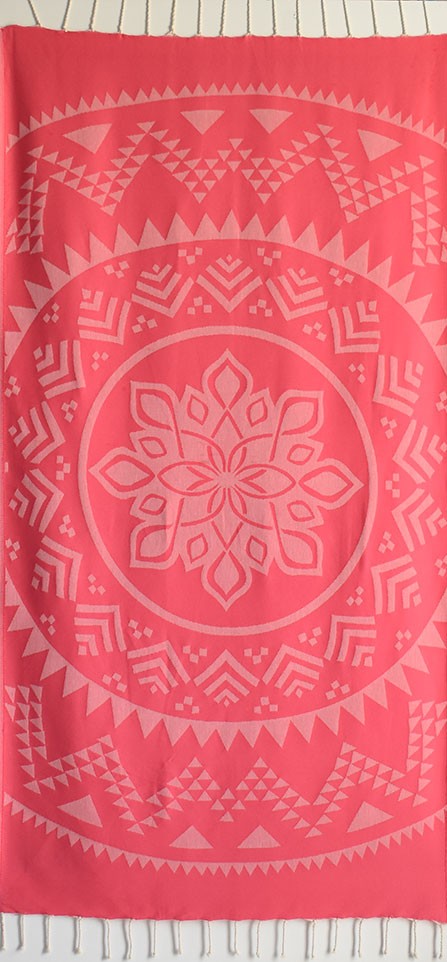 Fouta bohémian rose vif 