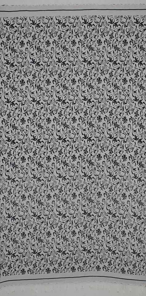 Fouta fleur gris noir et blanc 