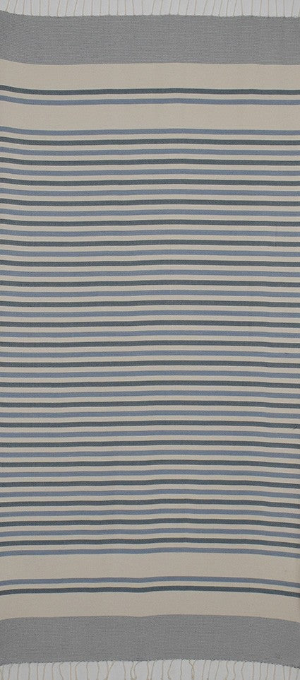 Chevron blanc crème,bleu charrette et paon 