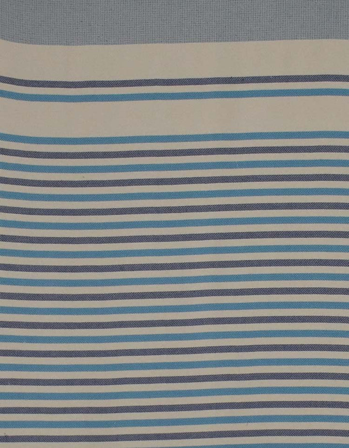 Fouta Chevron blanc crème, bleu azur et bleu foncé 