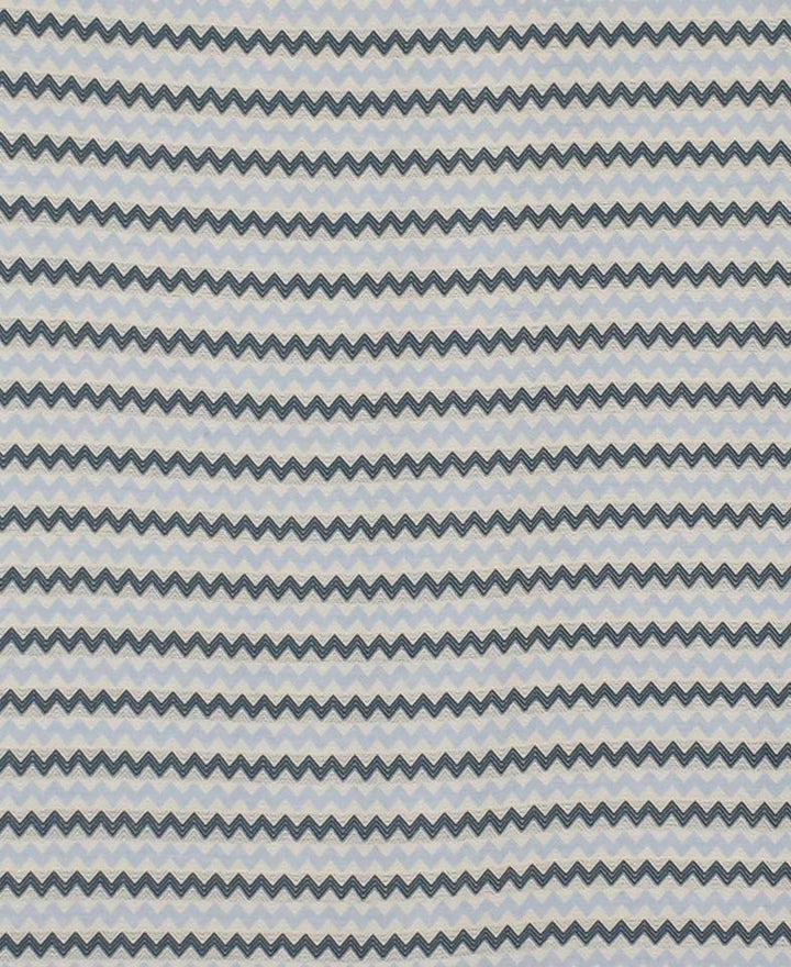Fouta zigzag blanc, bleu cobalt et bleu maya 