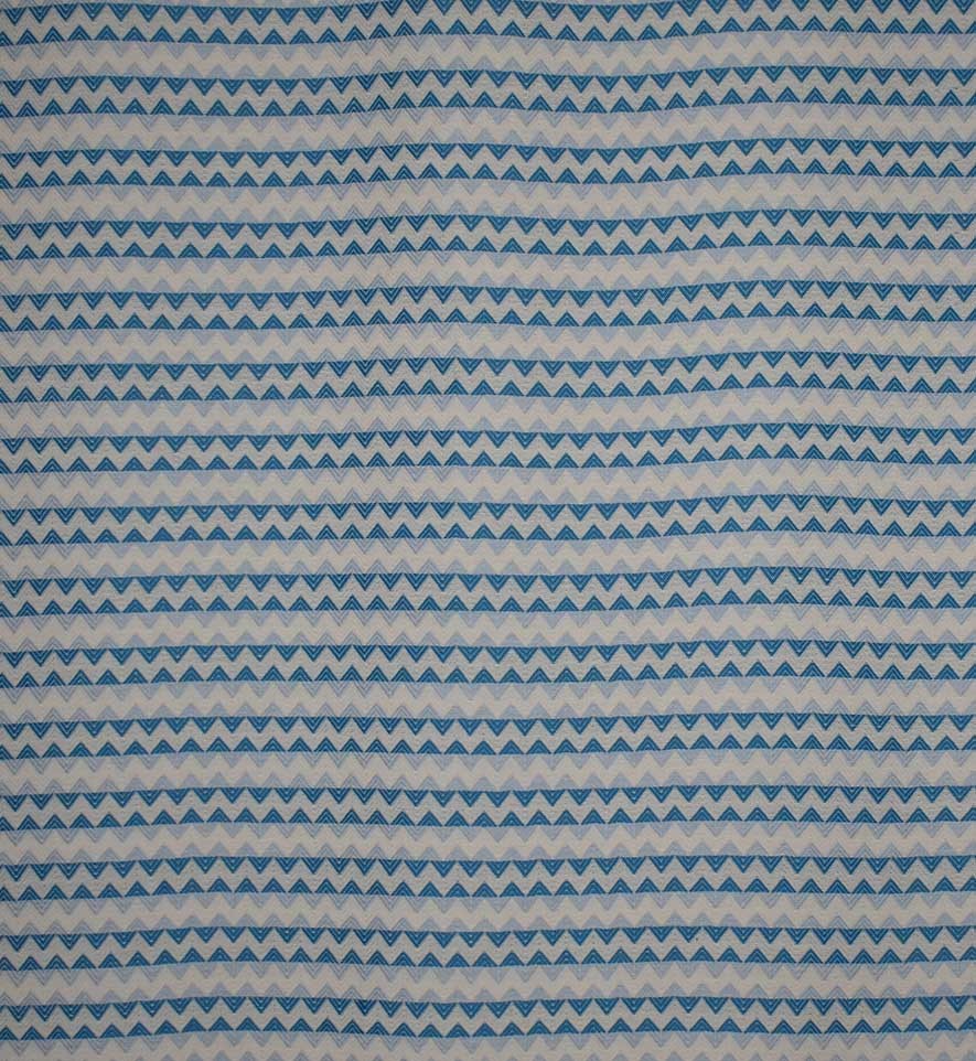 Fouta zigzag écru, bleu azur bleu maya 