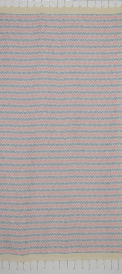 zigzag Blanc, rouge vif et jaune clair 