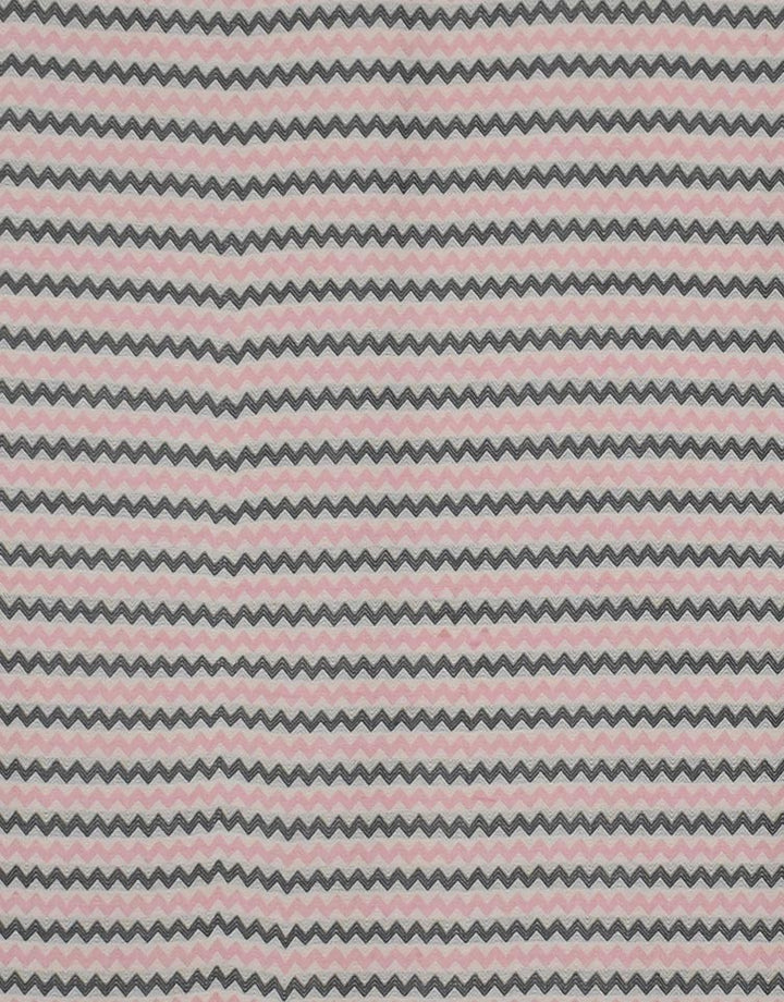 Fouta zigzag crème, Rose bébé clair et gris foncé 