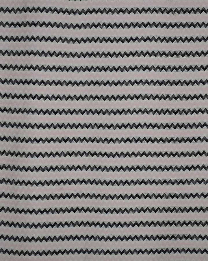 Fouta zigzag Blanc, Rose très clair et noir 