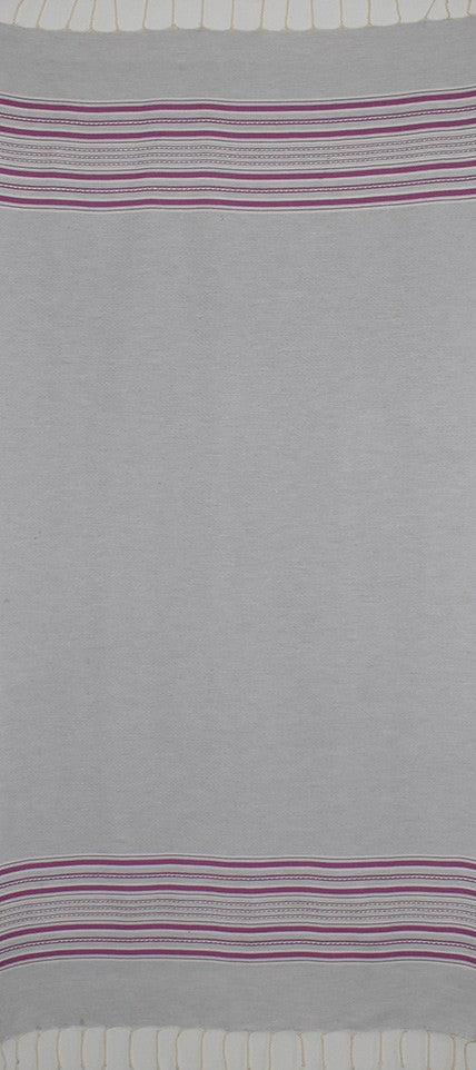 Fouta arabesque gris clair et mauve byzantin 
