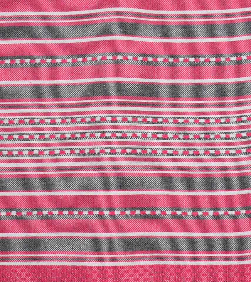 Fouta arabesque rose foncé avec rayures gris 