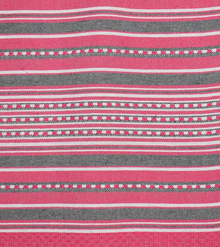 Fouta arabesque rose foncé avec rayures gris 