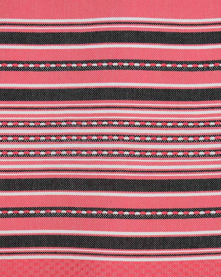 Fouta arabesque rose fraise avec rayures anthracite 