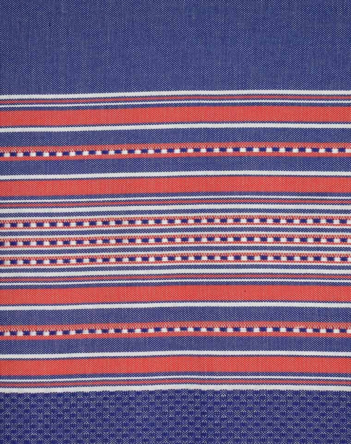 Fouta arabesque bleu jean et rouge 