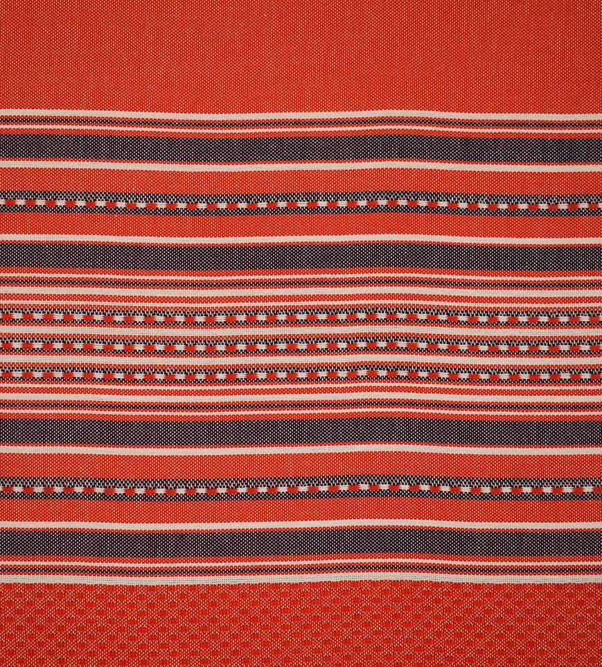 Fouta arabesque rouge avec rayures violet d'évèque 