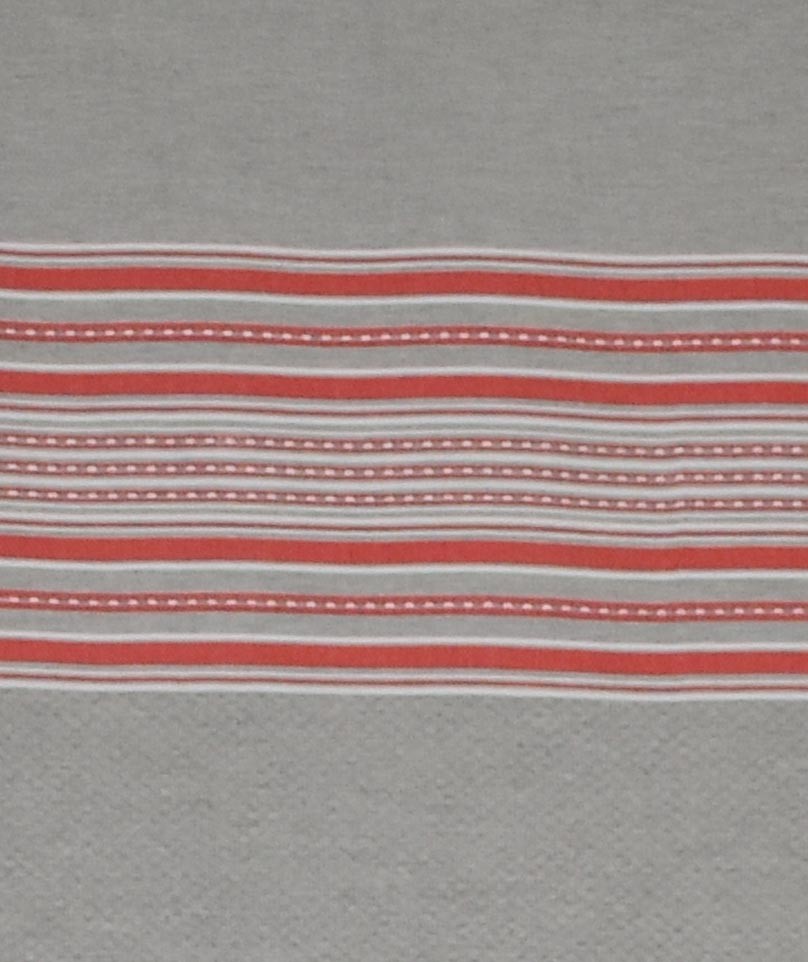 Fouta arabesque gris clair avec rayures rouge 