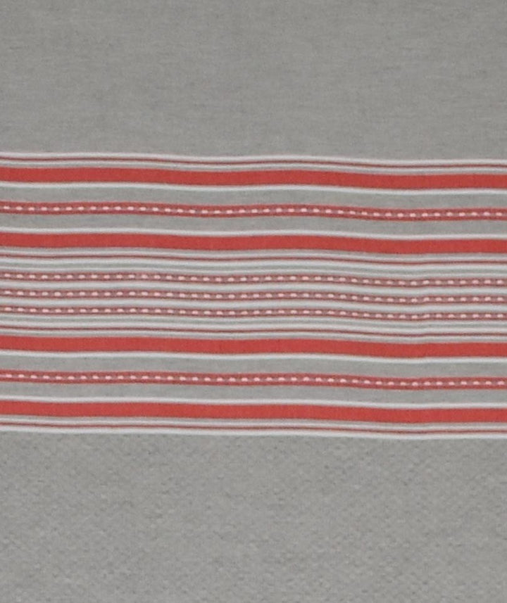 Fouta arabesque gris clair avec rayures rouge 