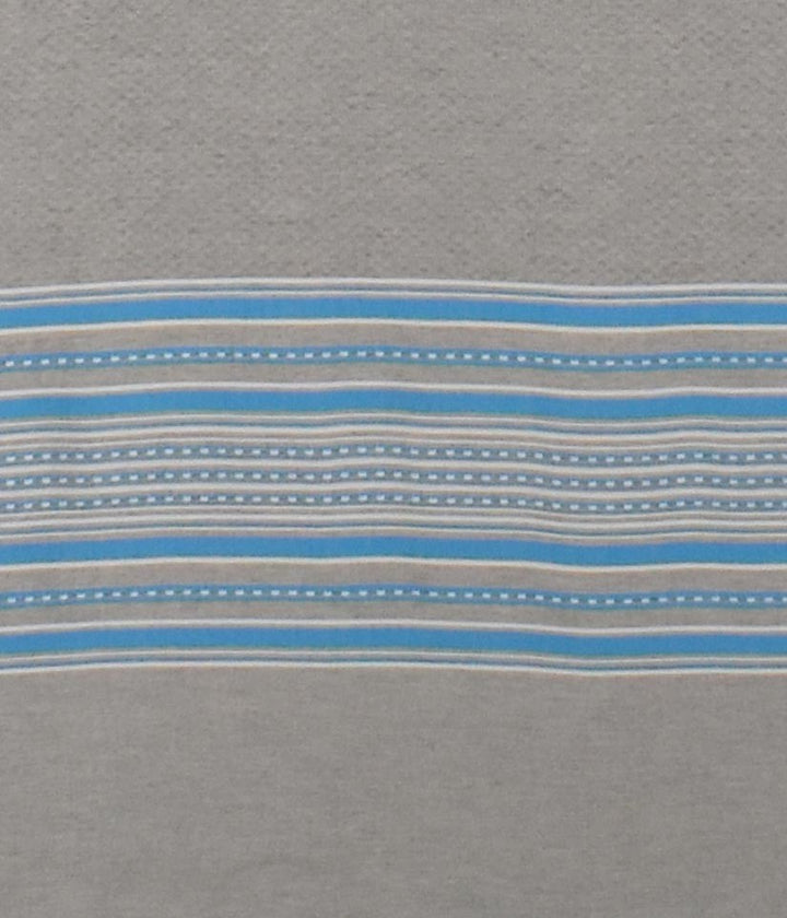 Fouta arabesque gris clair avec rayures bleu 