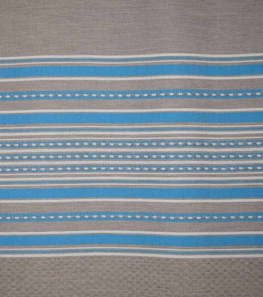 Fouta arabesque taupe clair avec rayures bleu 