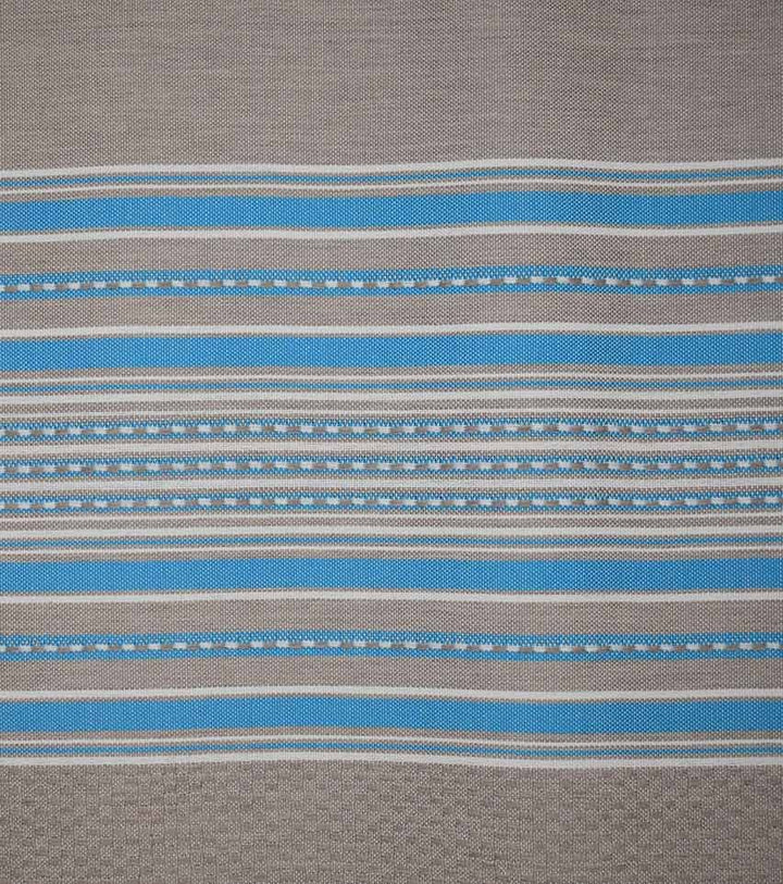 Fouta arabesque taupe clair avec rayures bleu 