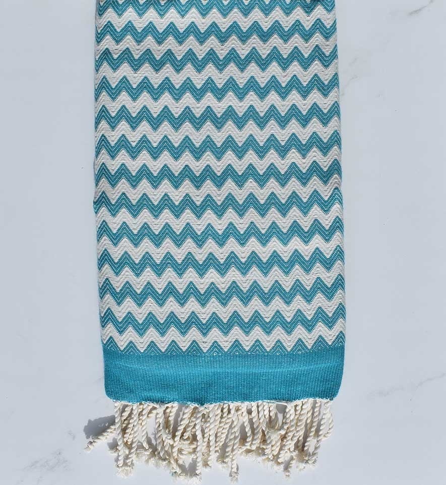 Fouta zigzag bleu vert 