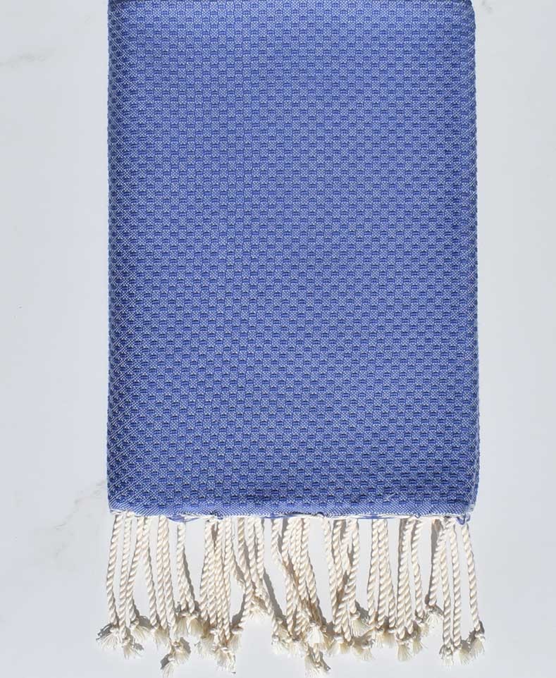 FOUTA Nid d'abeille unie bleu barbeau 