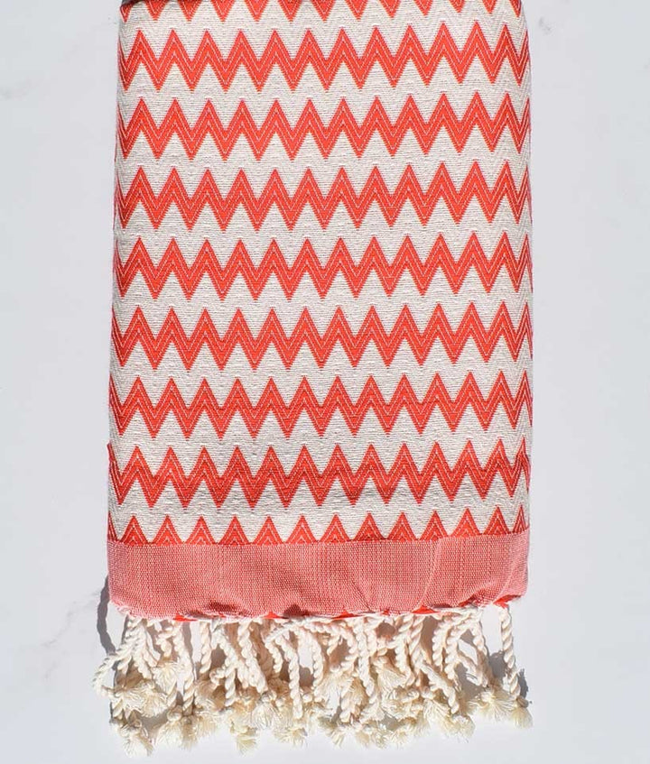 Fouta zigzag corail 