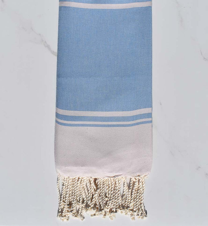 serviette de plage RAF-RAF  bleu bleuet et rose pastel pâle 