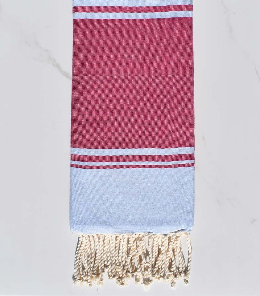 serviette de plage RAF-RAF rose framboise et bleu ciel 