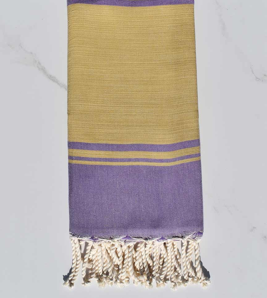 serviette de plage RAF-RAF ocre jaune et violet parme 