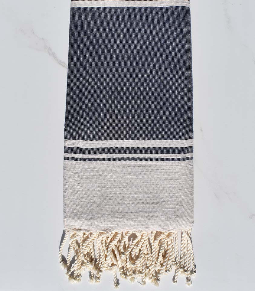 serviette de plage RAF-RAF bleu de minuit et bisque 