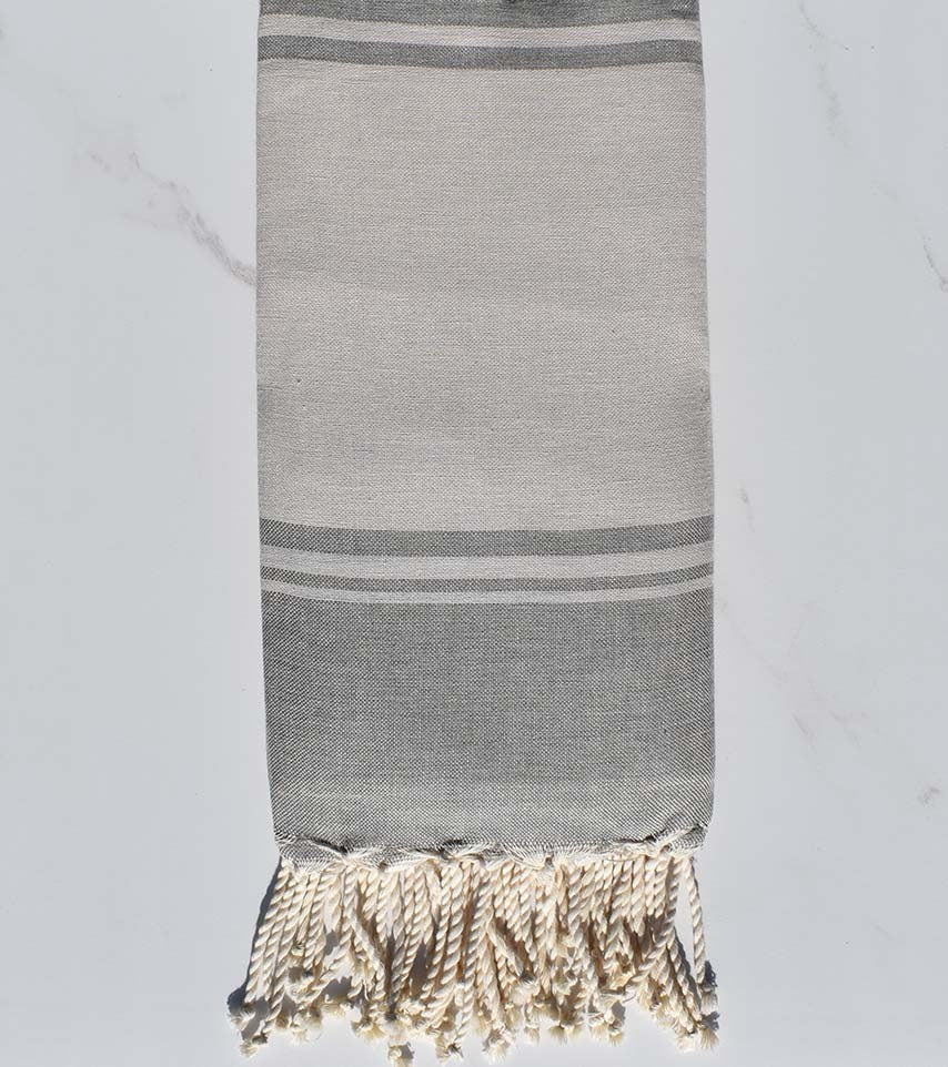 serviette de plage RAF-RAF  bisque et gris 