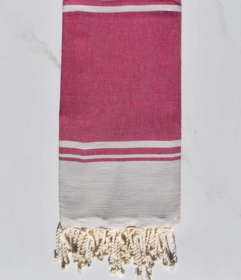 serviette de plage RAF-RAF rose framboise et bisque 