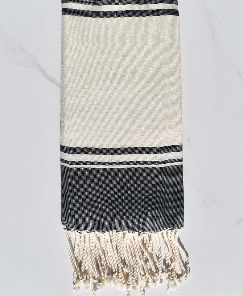 serviette de plage RAF-RAF bleu de minuit et blanc crème 