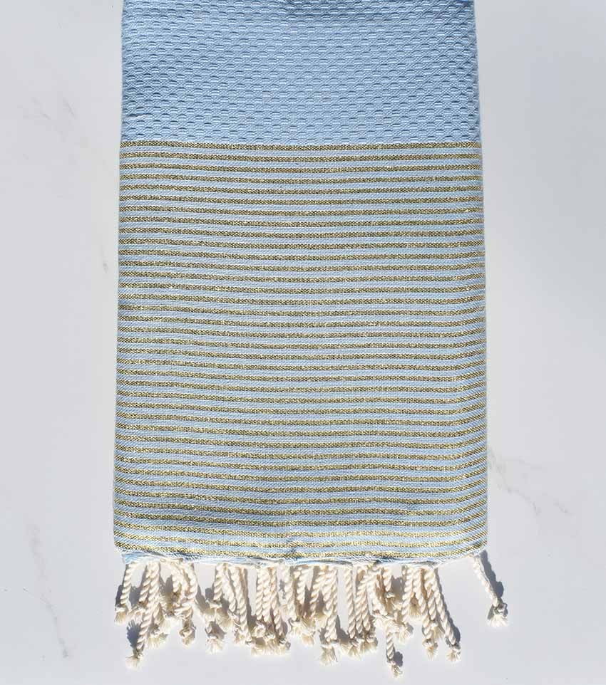 fouta lurex nid d'abeille bleu maya 
